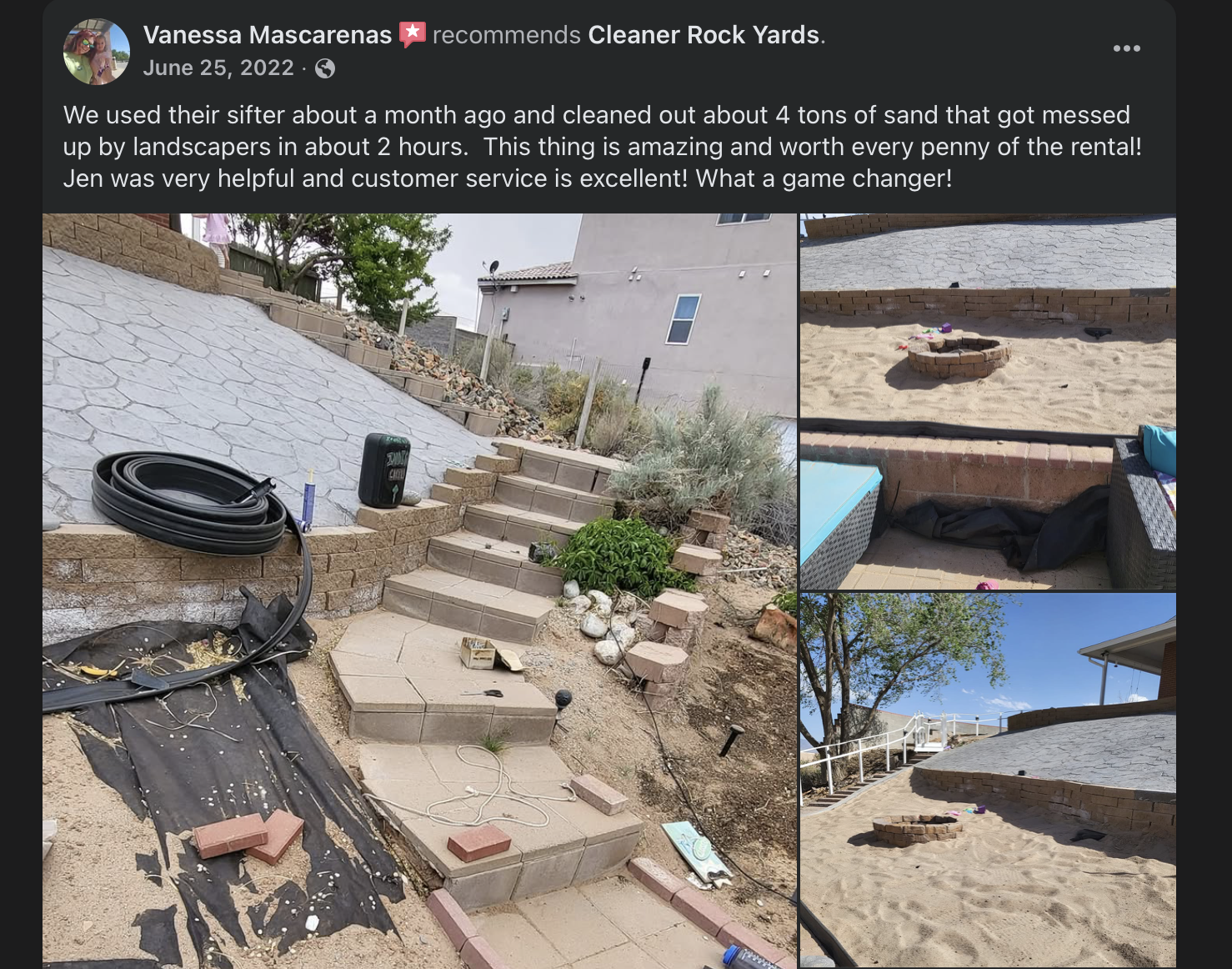 Google review from Vanessa Mascarenas with job photos